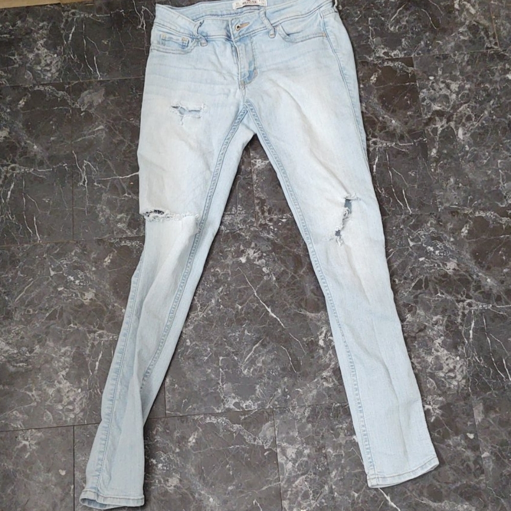 Light colored hollister ripped jeans